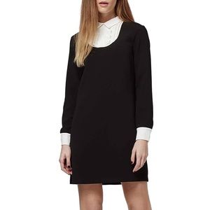 TOPSHOP Ruffle Bib Shift Dress in black